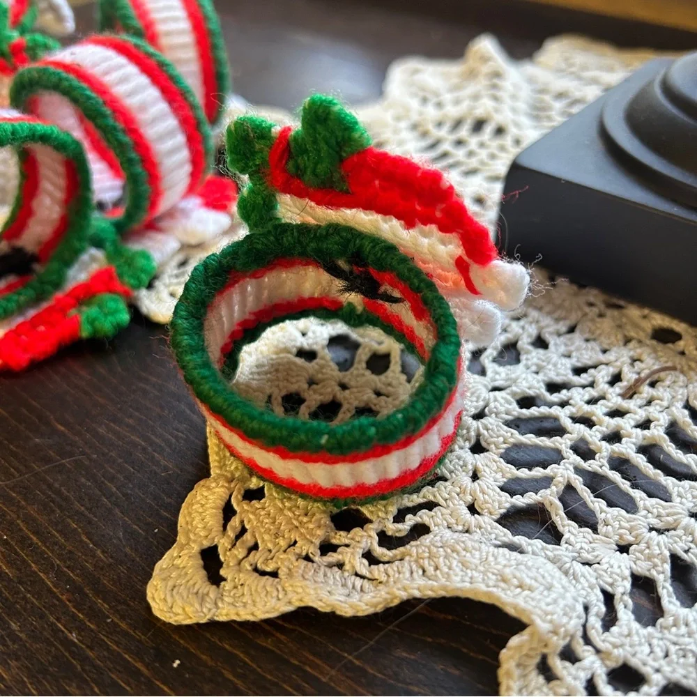 Vintage Christmas Santa napkin ring set of 8